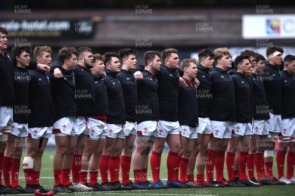 040418 - Wales U18 v Ireland U18 - Under 18 Six Nations Festival - Wales during the anthems