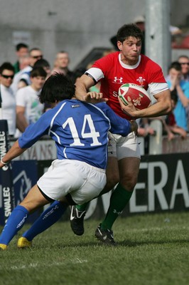 10.04.10 Wales U18 v Italy U18 - Under 18s 5 Nations Festival -  Wale's Leighton Bellamore takes on Italy's Alessandro Iacolucci. 