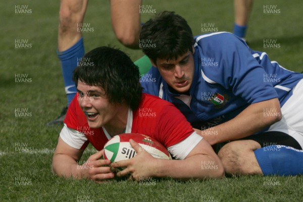 10.04.10 Wales U18 v Italy U18 - Under 18s 5 Nations Festival -  Wales' Ellis Jenkins is all smiles after scoring a try. 