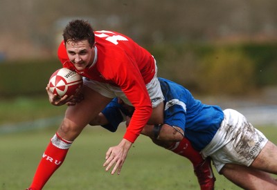 11.03.07 - Under 18 Six Nations Wales u18 v Italy u18 Wales' Ashley Beck is tackled 