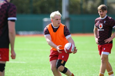 140326 - Wales U18 v Italy U18 - Players of Wales warm up before kick off