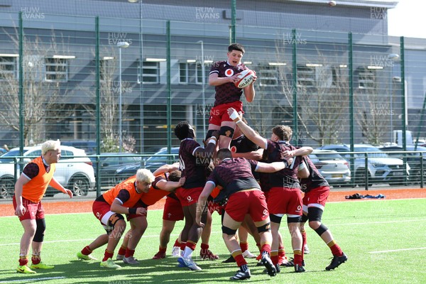 140326 - Wales U18 v Italy U18 - Players of Wales warm up before kick off