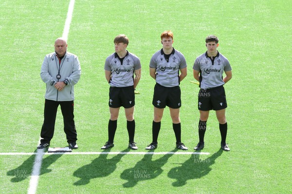 140326 - Wales U18 v Italy U18 - Mach officials (L-R) Mark Davis, Paddy Bateman, Jack Davies and Caleb Bow