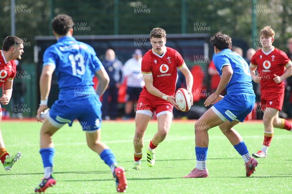 140326 - Wales U18 v Italy U18 - Will Adams of Wales looks for the offload
