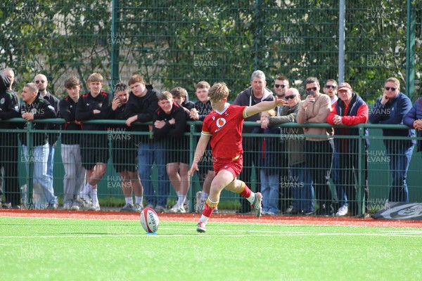 140326 - Wales U18 v Italy U18 - Will Ford of Wales kicks at goal
