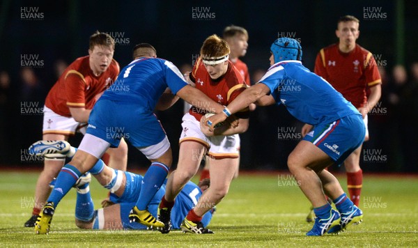 290316 - Wales Under 18 v Italy Under 18 -Iestyn Harries of Wales is stopped