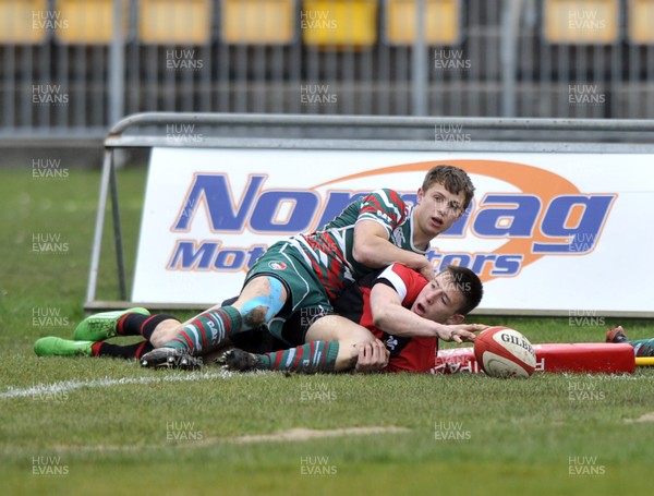 120213 - Wales U18 v Leicester Tigers Academy -   Josh Adams of Wales see his try disallowed