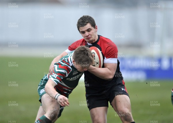 120213 - Wales U18 v Leicester Tigers Academy -   Joe Thomas of Wales is tackled 