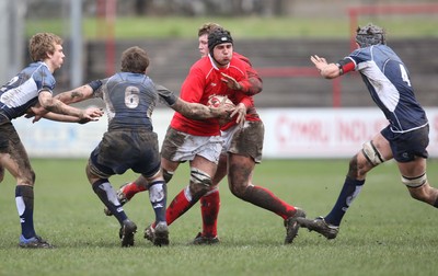 16.03.08 ..  Wales U18 v Scotland U18, Aberavon -  Wales' James Thomas takes on Scotlands Michael Maltman 