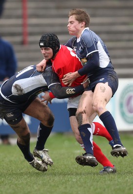 16.03.08 ..  Wales U18 v Scotland U18, Aberavon -  Wales' Adam Hughes is brought down 