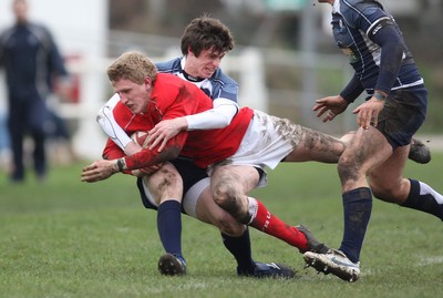 16.03.08 ..  Wales U18 v Scotland U18, Aberavon -  Wales' Ben John is tackled by Scotlands Ross Aitken 