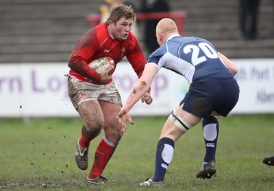16.03.08 ..  Wales U18 v Scotland U18, Aberavon -  Wales' Rhys Williams takes on Scotlands Jason Hill 