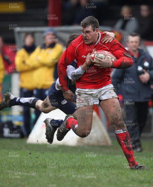 16.03.08 ..  Wales U18 v Scotland U18, Aberavon -  Wales' Rhys Jenkins is tackled 