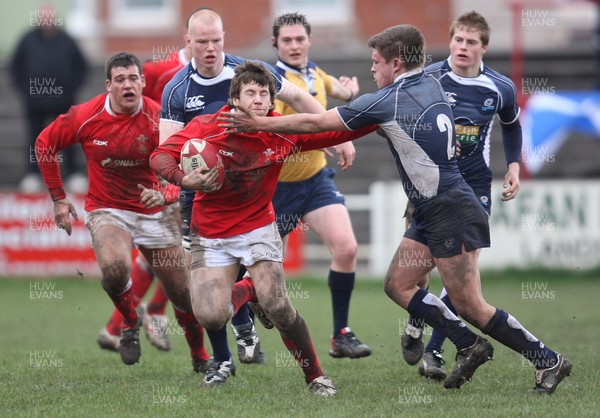 16.03.08 ..  Wales U18 v Scotland U18, Aberavon -  Wales' Gareth Davies tries to hold off Alun Walker 