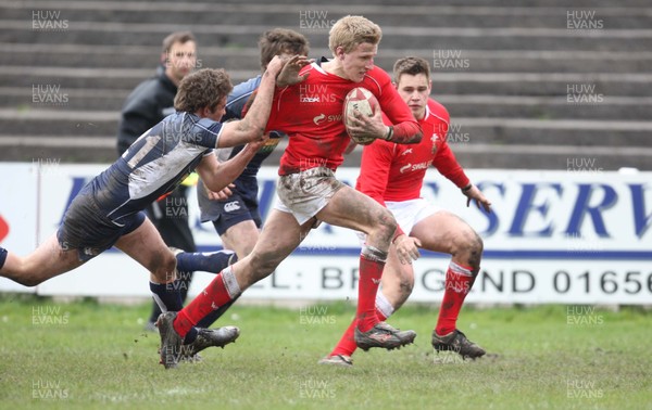16.03.08 ..  Wales U18 v Scotland U18, Aberavon -  Wales' Ben John Breaks Max Learmonth's tackle to score try 
