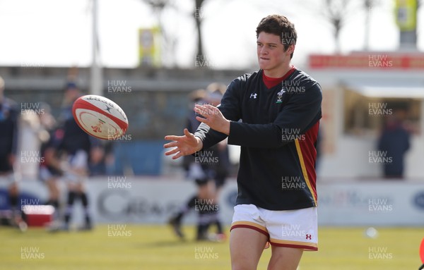 250316 - Wales U18 v Scotland U18, U18 International Series - Jim Botham of Wales, grandson of Sir Ian Botham warms up ahead of his debut match for the Wales U18 team against Scotland