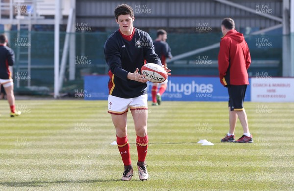 250316 - Wales U18 v Scotland U18, U18 International Series - Jim Botham of Wales, grandson of Sir Ian Botham warms up ahead of his debut match for the Wales U18 team against Scotland