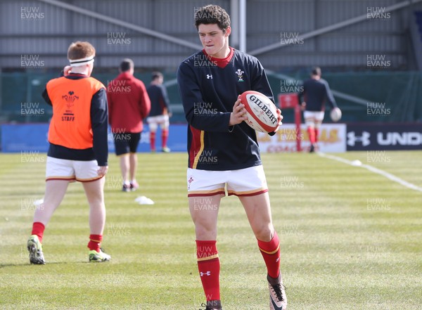 250316 - Wales U18 v Scotland U18, U18 International Series - Jim Botham of Wales, grandson of Sir Ian Botham warms up ahead of his debut match for the Wales U18 team against Scotland