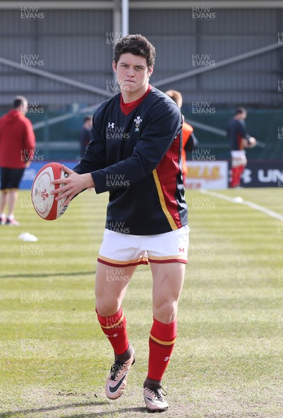 250316 - Wales U18 v Scotland U18, U18 International Series - Jim Botham of Wales, grandson of Sir Ian Botham warms up ahead of his debut match for the Wales U18 team against Scotland