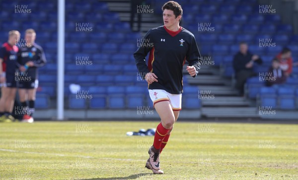 250316 - Wales U18 v Scotland U18, U18 International Series - Jim Botham of Wales, grandson of Sir Ian Botham warms up ahead of his debut match for the Wales U18 team against Scotland