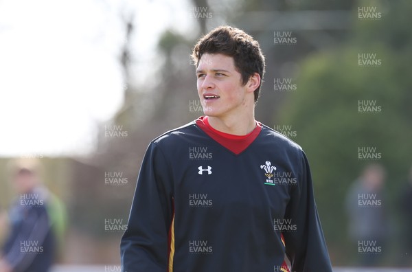 250316 - Wales U18 v Scotland U18, U18 International Series - Jim Botham of Wales, grandson of Sir Ian Botham warms up ahead of his debut match for the Wales U18 team against Scotland