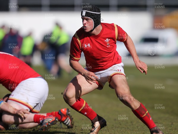 250316 - Wales U18 v Scotland U18, U18 International Series - Jim Botham of Wales during his debut match for Wales U18