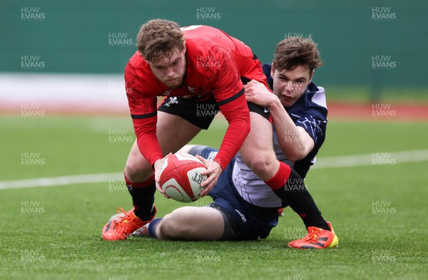 060322 - Wales U18 v Scotland U18, Match 1 - Rhodri Lewis of Wales races in to score try