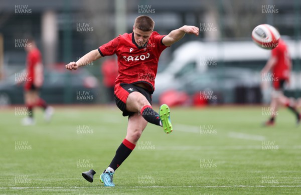 060322 - Wales U18 v Scotland U18, Match 1 - Jacob Symes of Wales kicks conversion 