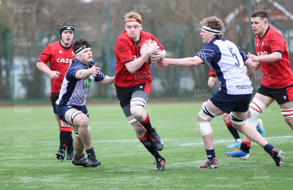 060322 - Wales U18 v Scotland U18, Match 1 - Gethyn Cannon of Wales charges through to score try