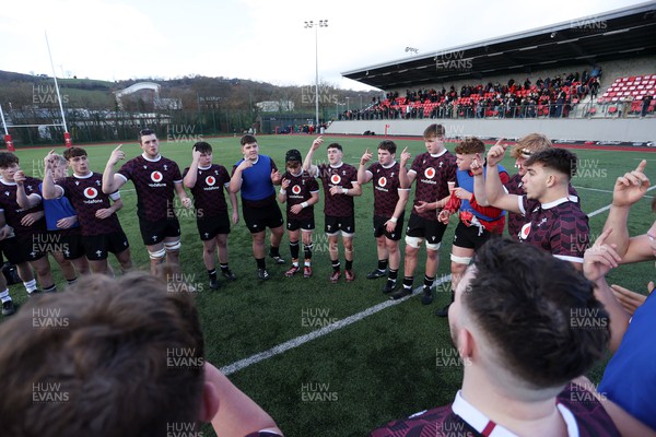 030324 - Wales U18s Development v Scotland U18s Development - Friendly - Wales celebrate at full time