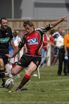 13.06.09 Wales U18's v England Lionhearts U18's The Old Parish, Maesteg -  Loren Quick attempts to convert his own try. 