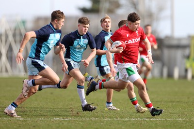 190323 - Wales U18s v Scotland U18s - Friendly - Evan Wood of Wales makes a break