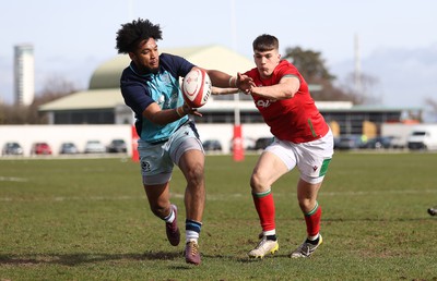 190323 - Wales U18s v Scotland U18s - Friendly - Samuel Rockley of Scotland and Harry Rees-Weldon of Wales