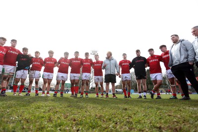 190323 - Wales U18s v Scotland U18s - Friendly - Wales team huddle post match