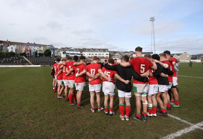 190323 - Wales U18s v Scotland U18s - Friendly - Wales team huddle post match