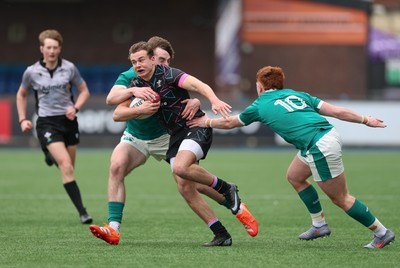 290326 - Wales U19 v Ireland U19 - Rhys Cole of Wales attacks
