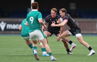 290326 - Wales U19 v Ireland U19 - Bailey Cutts of Wales attacks