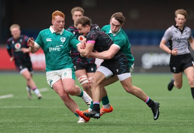 290326 - Wales U19 v Ireland U19 - Rhys Cole of Wales attacks