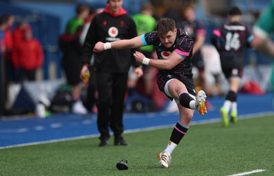 290326 - Wales U19 v Ireland U19 - Steff Jac Jones of Wales kicks a conversion