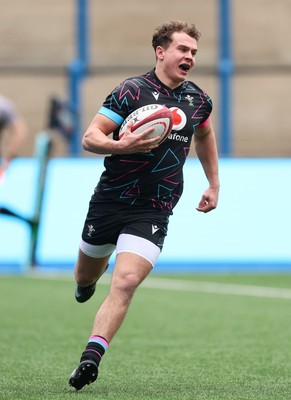 290326 - Wales U19 v Ireland U19 - Rhys Cole of Wales races in to score try