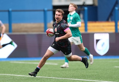 290326 - Wales U19 v Ireland U19 - Rhys Cole of Wales races in to score try