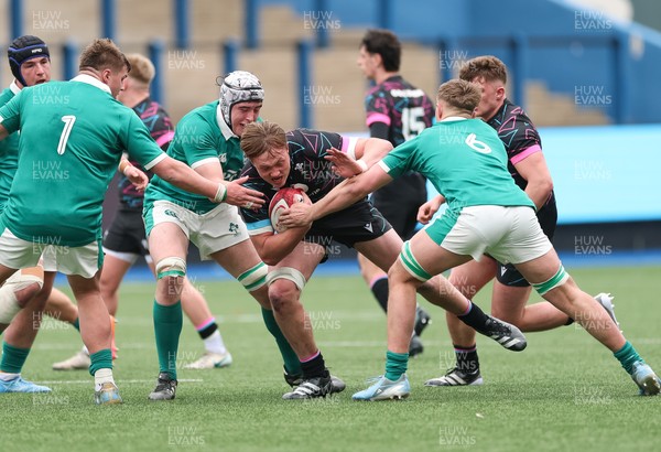 290326 - Wales U19 v Ireland U19 - Noah Williams of Wales charges forward