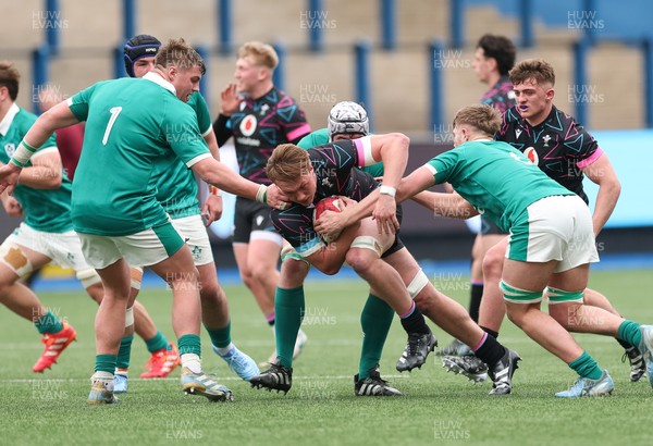 290326 - Wales U19 v Ireland U19 - Noah Williams of Wales charges forward