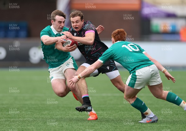 290326 - Wales U19 v Ireland U19 - Rhys Cole of Wales attacks