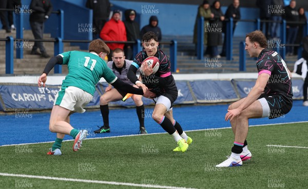 290326 - Wales U19 v Ireland U19 - Noah Morgan of Wales powers over to score try