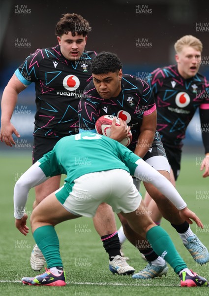 290326 - Wales U19 v Ireland U19 - James Talamai of Wales drives forward