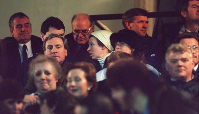 050196 - Wales Schools v Scotland Schools (Under 19s) - Princess Anne watches her son Peter Phillips play with Tim Lawrence