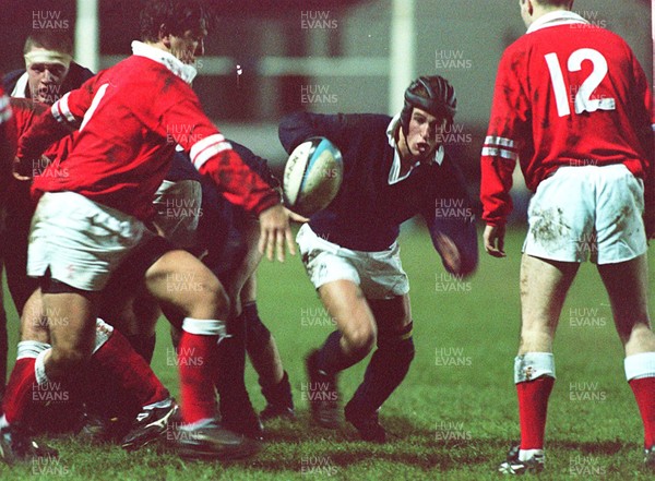 050196 - Wales Schools v Scotland Schools (Under 19s) - Peter Phillips on the charge before going off injured in Bridgend