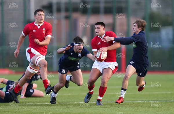 081219 - Wales U19 v Scotland U19, Age Grade International match - Bradley Roderick of Wales tests the Scottish defence