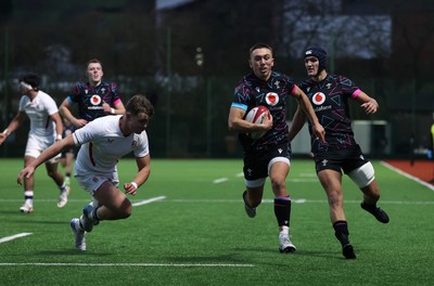 191225 - Wales U19s v England U19s - International Friendly - Luca Woodyatt of Wales scores a try